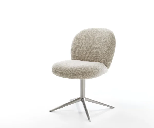 Chaise-pivotante Nube-Flex tissu tissé doux beige pied de chaise 4 branches acier inoxydable pivotement sur 360° fonction bascule resorts ensachés