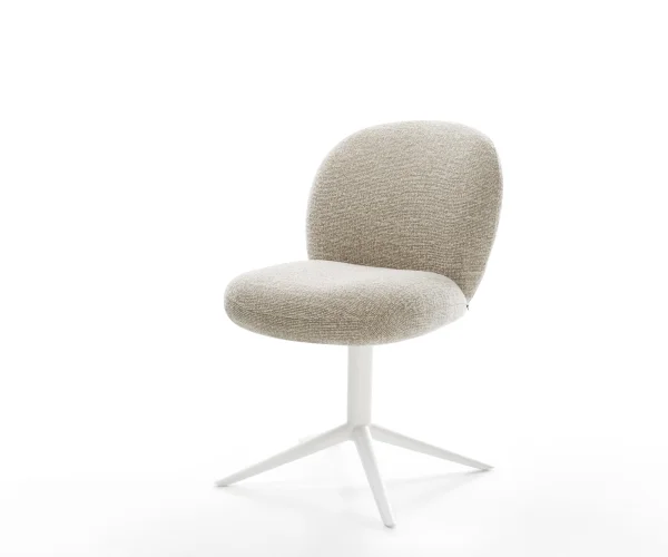 Chaise-pivotante Nube-Flex tissu tissé doux beige pied de chaise 4 branches blanc pivotement sur 360° fonction bascule resorts ensachés