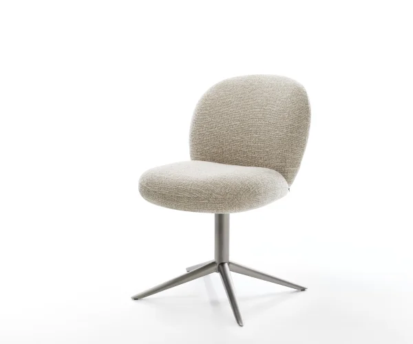 Chaise-pivotante Nube-Flex tissu tissé doux beige pied de chaise 4 branches grafiete pivotement sur 360° fonction bascule resorts ensachés