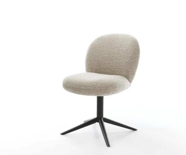 Chaise-pivotante Nube-Flex tissu tissé doux beige pied de chaise 4 branches noir pivotement sur 360° fonction bascule resorts ensachés