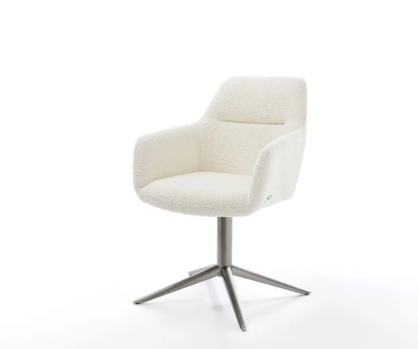 Chaise-pivotante Pejo-Flex bouclé blanc pied de chaise 4 branches grafiete pivotement sur 360° fonction bascule ressorts ensachés
