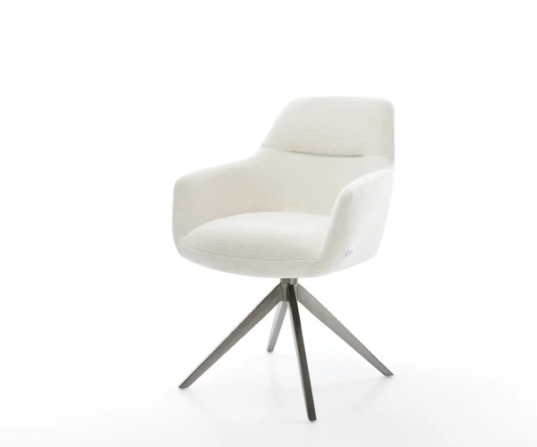 Chaise-pivotante Pejo-Flex bouclé doux beige pied croisé large grafiete pivotement sur 360° fonction bascule resorts ensachés