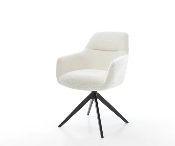 Chaise-pivotante Pejo-Flex bouclé doux beige pied croisé large noir pivotement sur 360° fonction bascule resorts ensachés