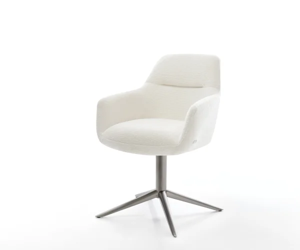 Chaise-pivotante Pejo-Flex bouclé doux beige pied de chaise 4 branches grafiete pivotement sur 360° fonction bascule resorts ensachés