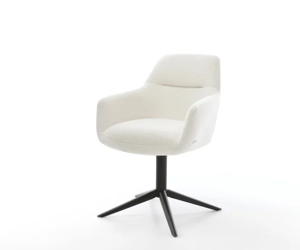Chaise-pivotante Pejo-Flex bouclé doux beige pied de chaise 4 branches noir pivotement sur 360° fonction bascule resorts ensachés