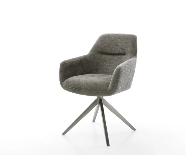 Chaise-pivotante Pejo-Flex bouclé doux couleur boue pied croisé large grafiete pivotement sur 360° fonction bascule resorts ensachés