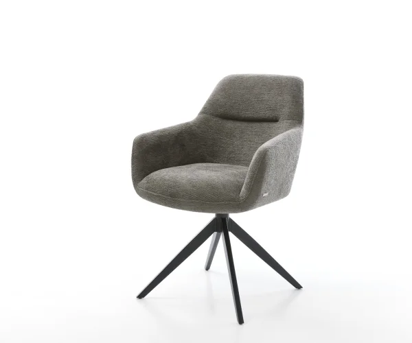 Chaise-pivotante Pejo-Flex bouclé doux couleur boue pied croisé large noir pivotement sur 360° fonction bascule resorts ensachés