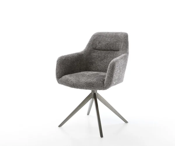 Chaise-pivotante Pejo-Flex bouclé gris pied croisé large grafiete pivotement sur 360° fonction bascule ressorts ensachés