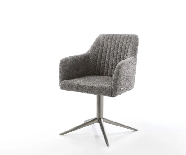 Chaise-pivotante Pejo-Flex bouclé gris pied de chaise 4 branches grafiete pivotement sur 360° fonction bascule ressorts ensachés