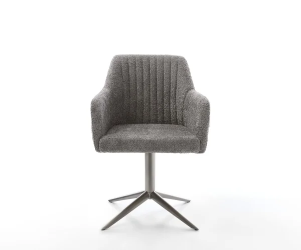 Chaise-pivotante Pejo-Flex bouclé gris pied de chaise 4 branches grafiete pivotement sur 360° fonction bascule