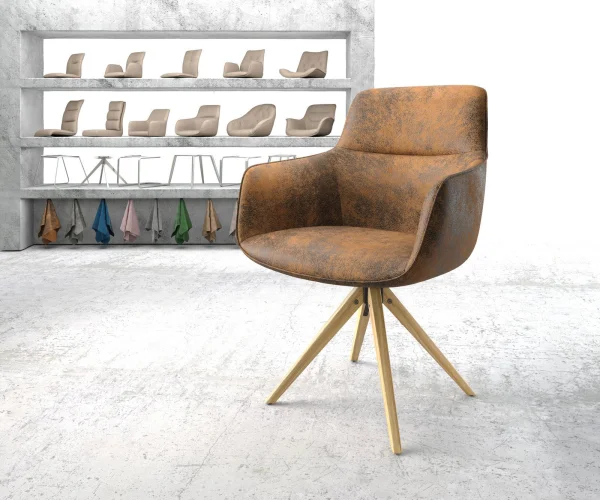 Chaise-pivotante Pejo-Flex brun antique cadre en bois angulaire pivote sur 180°