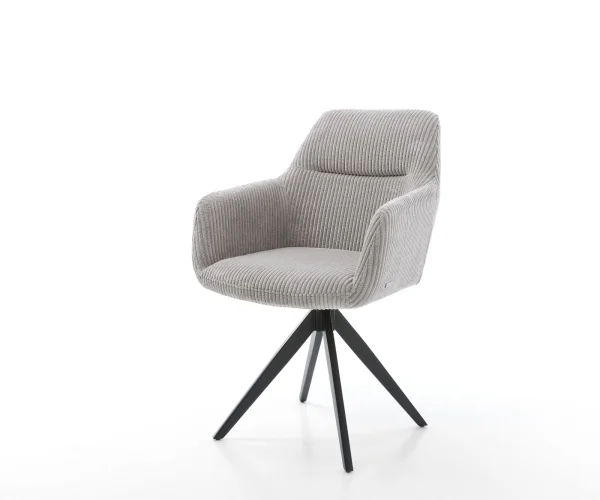 Chaise-pivotante Pejo-Flex corde gris argenté cadre croisé angulaire noir pivote sur 180°