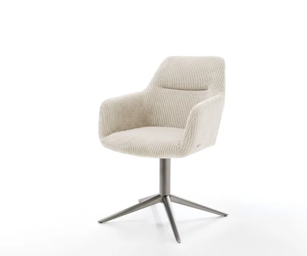 Chaise-pivotante Pejo-Flex côtelé beige pied de chaise 4 branches grafiete pivotement sur 360° fonction bascule ressorts ensachés