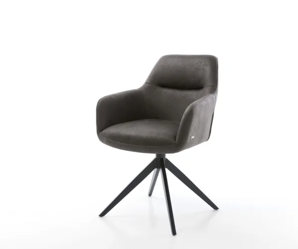Chaise-pivotante Pejo-Flex microvelours anthracite vintage pied croisé large noir pivotement sur 360° fonction bascule ressorts ensachés