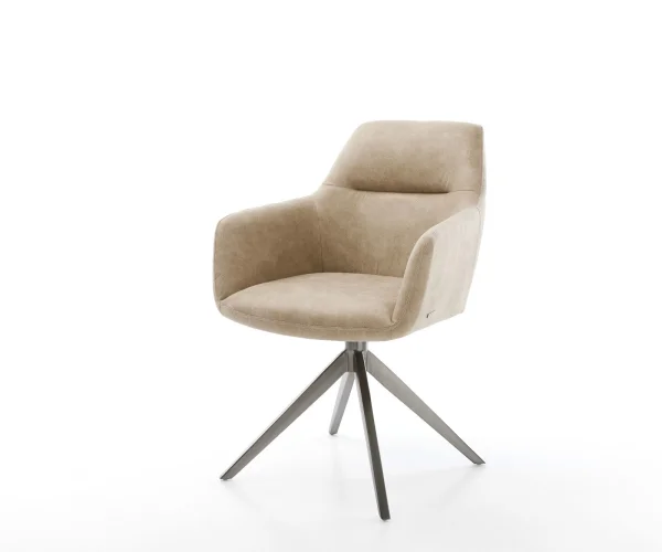 Chaise-pivotante Pejo-Flex microvelours beige vintage pied croisé large grafiete pivotement sur 360° fonction bascule ressorts ensachés
