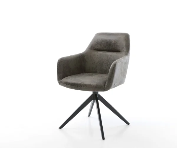 Chaise-pivotante Pejo-Flex microvelours gris antique pied croisé large noir pivotement sur 360° fonction bascule ressorts ensachés