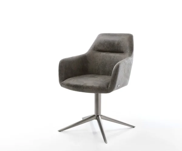 Chaise-pivotante Pejo-Flex microvelours gris antique pied de chaise 4 branches grafiete pivotement sur 360° fonction bascule ressorts ensachés