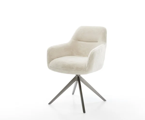 Chaise-pivotante Pejo-Flex peluche crème-blanc pied croisé large grafiete pivotement sur 360° fonction bascule resorts ensachés