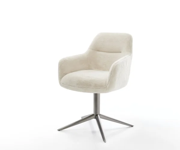 Chaise-pivotante Pejo-Flex peluche crème-blanc pied de chaise 4 branches grafiete pivotement sur 360° fonction bascule resorts ensachés