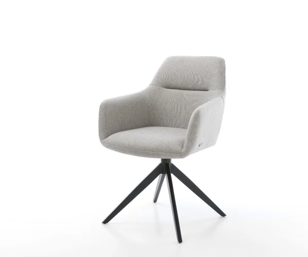 Chaise-pivotante Pejo-Flex rayures gris clair pied croisé large noir pivotement sur 360° fonction bascule ressorts ensachés
