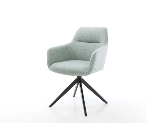 Chaise-pivotante Pejo-Flex rayures vert menthe pied croisé large noir pivotement sur 360° fonction bascule ressorts ensachés