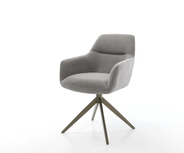 Chaise-pivotante Pejo-Flex tissu structuré doux gris pied croisé large aspect titane pivotement sur 360° fonction bascule resorts ensachés