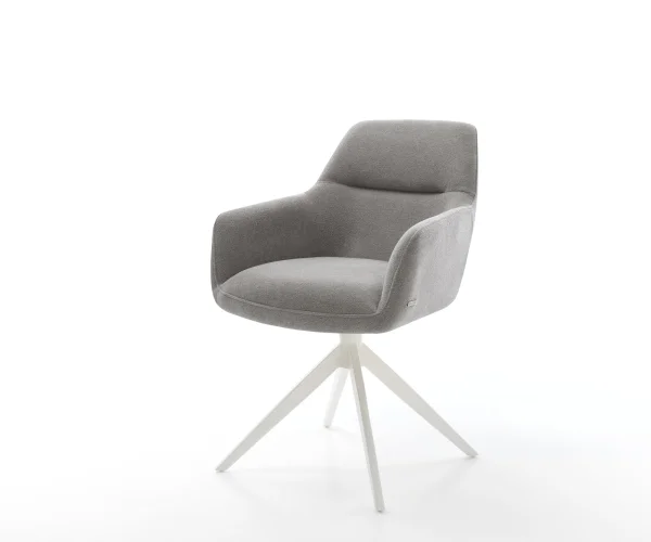 Chaise-pivotante Pejo-Flex tissu structuré doux gris pied croisé large blanc pivotement sur 360° fonction bascule resorts ensachés