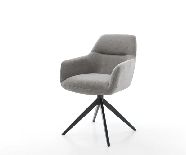 Chaise-pivotante Pejo-Flex tissu structuré doux gris pied croisé large noir pivotement sur 360° fonction bascule resorts ensachés