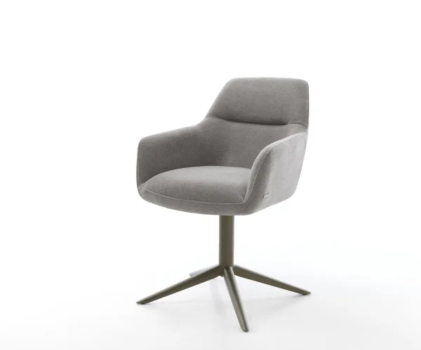 Chaise-pivotante Pejo-Flex tissu structuré doux gris pied de chaise 4 branches aspect titane pivotement sur 360° fonction bascule resorts ensachés