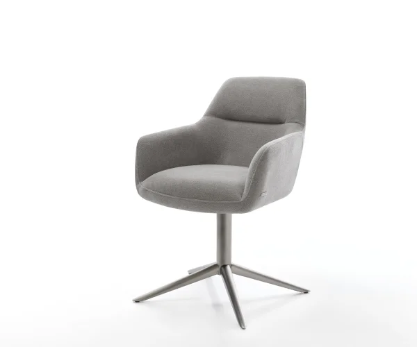 Chaise-pivotante Pejo-Flex tissu structuré doux gris pied de chaise 4 branches grafiete pivotement sur 360° fonction bascule resorts ensachés