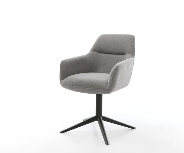 Chaise-pivotante Pejo-Flex tissu structuré doux gris pied de chaise 4 branches noir pivotement sur 360° fonction bascule resorts ensachés