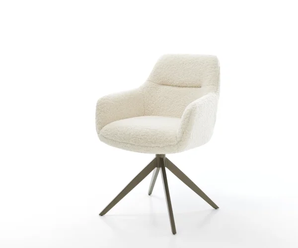 Chaise-pivotante Pejo-Flex tissu teddy beige pied croisé large aspect titane pivotement sur 360° fonction bascule resorts ensachés