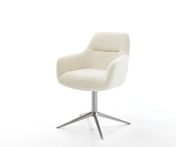 Chaise-pivotante Pejo-Flex tissu teddy beige pied de chaise 4 branches acier inoxydable pivotement sur 360° fonction bascule resorts ensachés