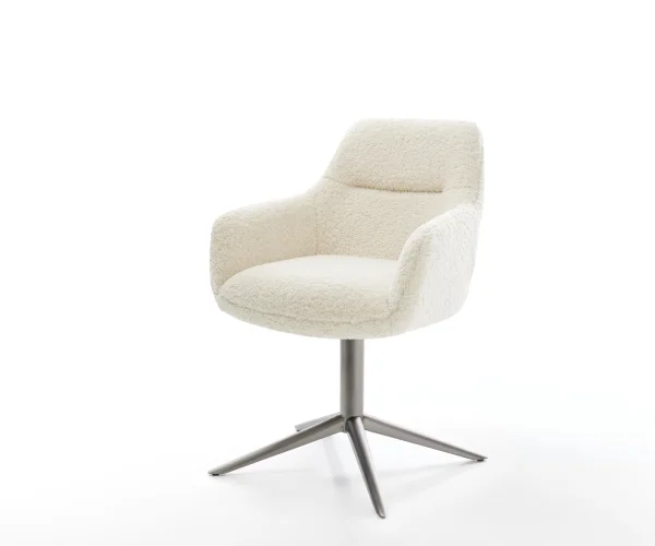 Chaise-pivotante Pejo-Flex tissu teddy beige pied de chaise 4 branches grafiete pivotement sur 360° fonction bascule resorts ensachés