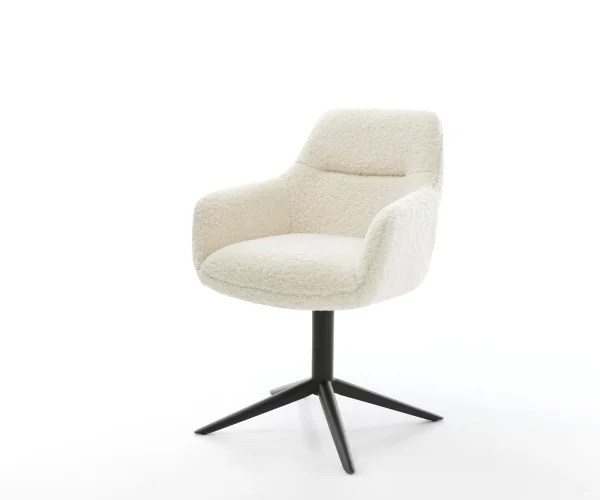 Chaise-pivotante Pejo-Flex tissu teddy beige pied de chaise 4 branches noir pivotement sur 360° fonction bascule resorts ensachés