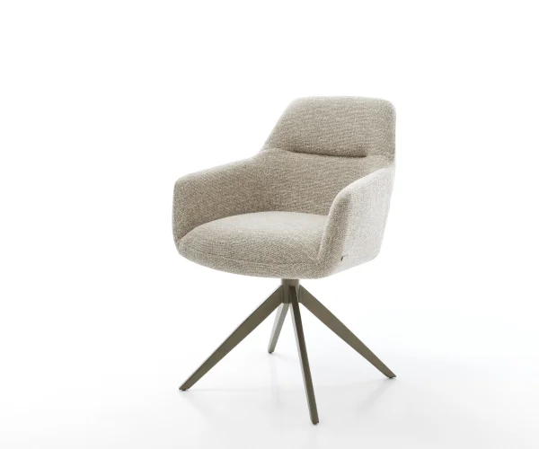 Chaise-pivotante Pejo-Flex tissu tissé doux beige pied croisé large aspect titane pivotement sur 360° fonction bascule resorts ensachés