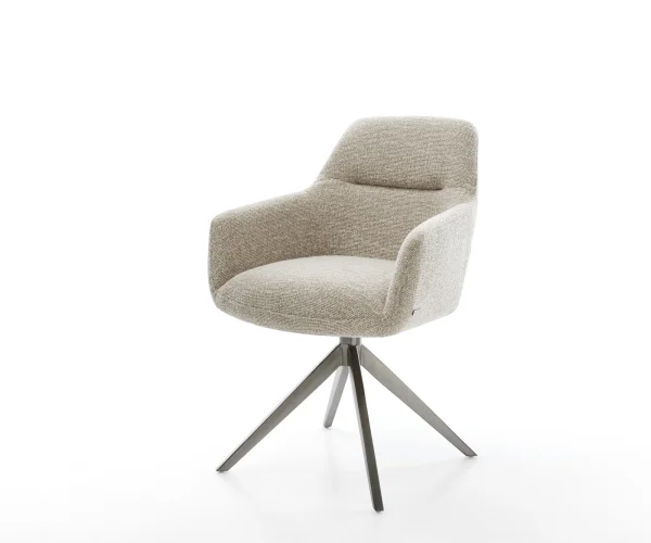 Chaise-pivotante Pejo-Flex tissu tissé doux beige pied croisé large grafiete pivotement sur 360° fonction bascule resorts ensachés