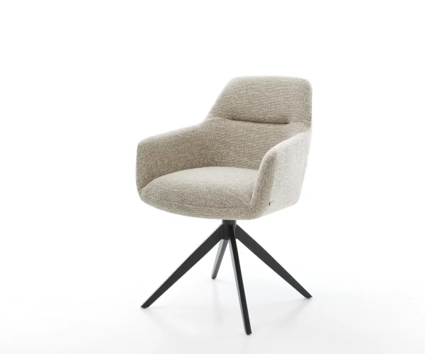 Chaise-pivotante Pejo-Flex tissu tissé doux beige pied croisé large noir pivotement sur 360° fonction bascule resorts ensachés