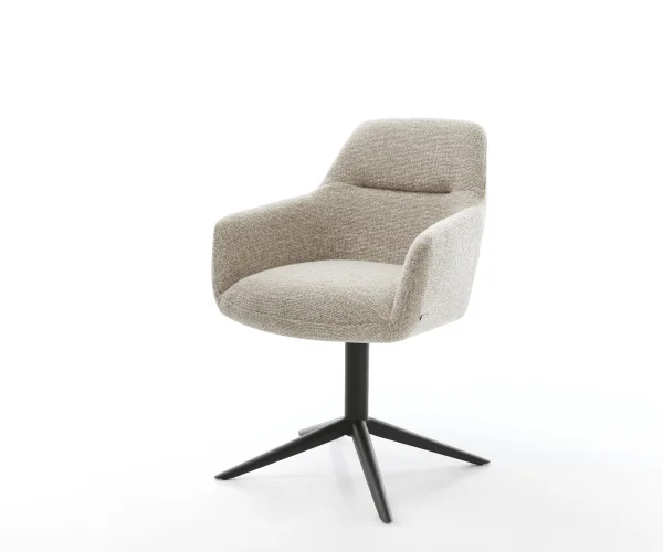 Chaise-pivotante Pejo-Flex tissu tissé doux beige pied de chaise 4 branches noir pivotement sur 360° fonction bascule resorts ensachés