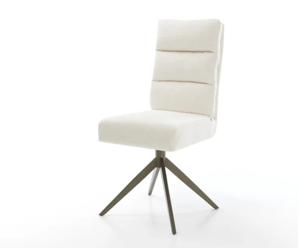 Chaise-pivotante Pela-Flex bouclé doux beige pied croisé large aspect titane pivotement sur 360° fonction bascule resorts ensachés