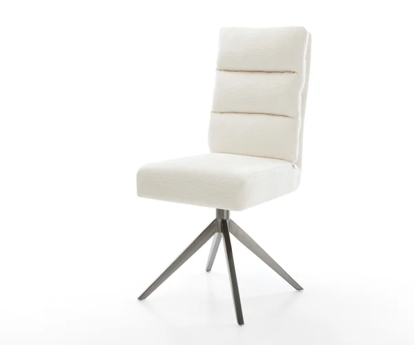 Chaise-pivotante Pela-Flex bouclé doux beige pied croisé large grafiete pivotement sur 360° fonction bascule resorts ensachés