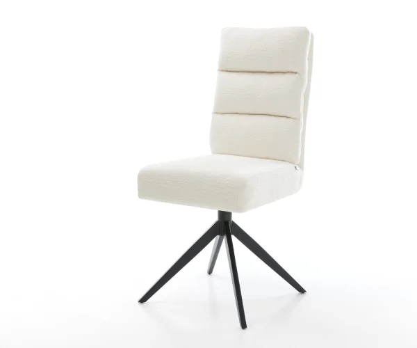 Chaise-pivotante Pela-Flex bouclé doux beige pied croisé large noir pivotement sur 360° fonction bascule resorts ensachés