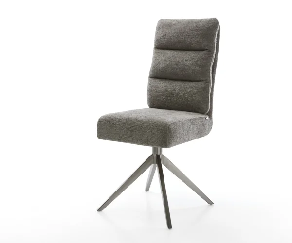 Chaise-pivotante Pela-Flex bouclé doux couleur boue pied croisé large grafiete pivotement sur 360° fonction bascule resorts ensachés