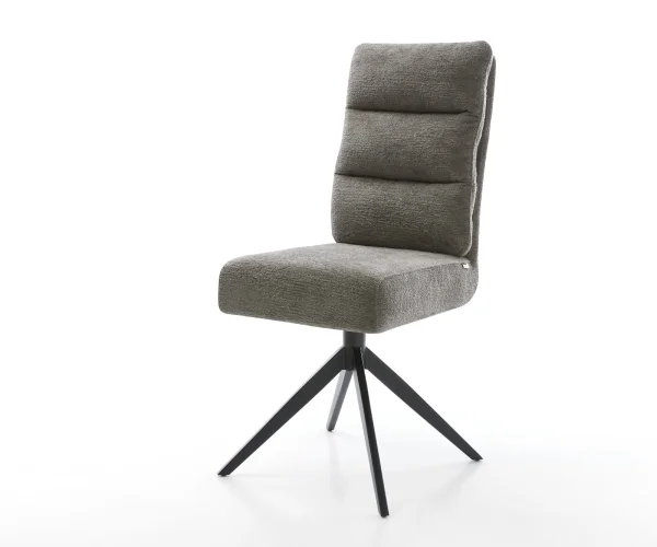 Chaise-pivotante Pela-Flex bouclé doux couleur boue pied croisé large noir pivotement sur 360° fonction bascule resorts ensachés