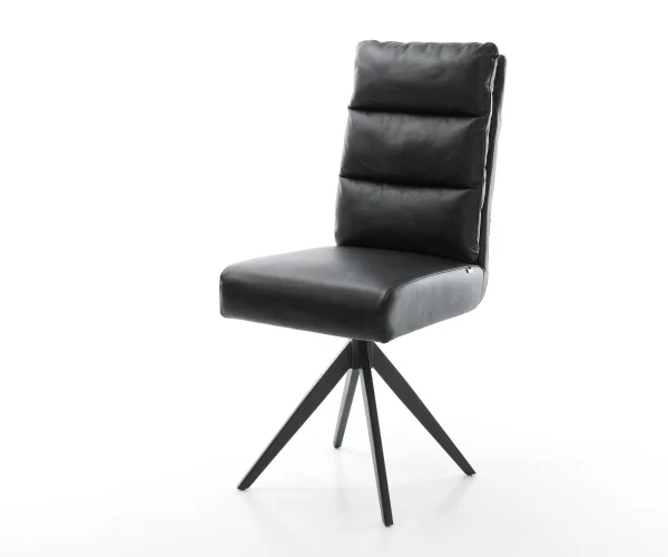 Chaise-pivotante Pela-Flex cuir véritable noir cadre croisé angulaire noir pivote sur 180° ressorts ensachés