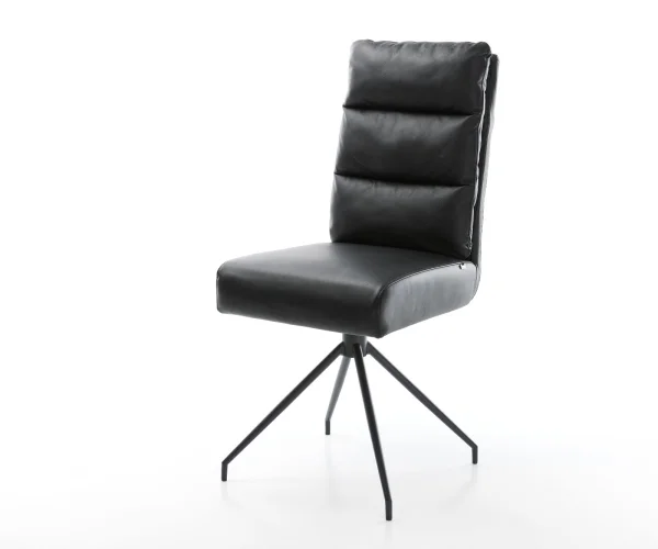 Chaise-pivotante Pela-Flex cuir véritable noir cadre croisé conique noir pivote sur 180° ressorts ensachés