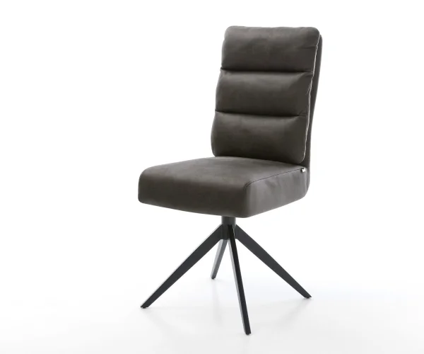 Chaise-pivotante Pela-Flex microvelours anthracite vintage pied croisé large noir pivotement sur 360° fonction bascule ressorts ensachés