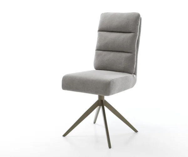 Chaise-pivotante Pela-Flex tissu structuré doux gris pied croisé large aspect titane pivotement sur 360° fonction bascule resorts ensachés