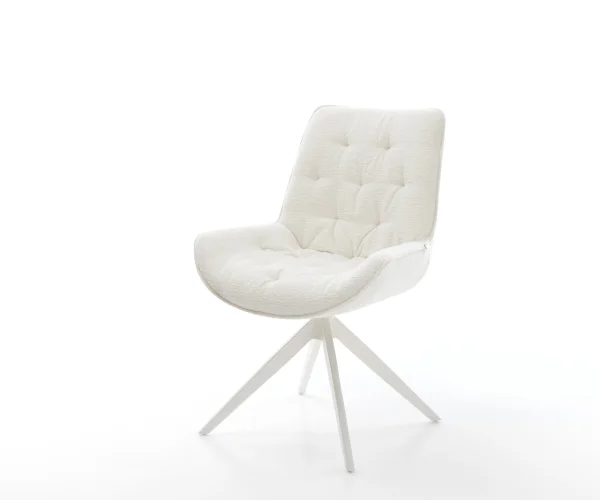 Chaise-pivotante Taimi-Flex bouclé doux beige pied croisé large blanc pivotement sur 360° fonction bascule