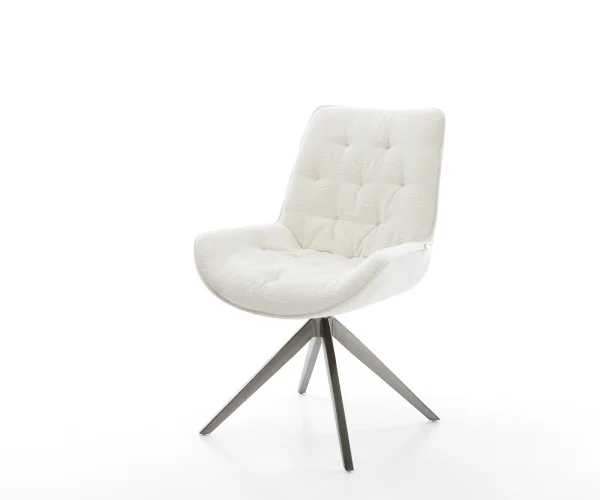 Chaise-pivotante Taimi-Flex bouclé doux beige pied croisé large grafiete pivotement sur 360° fonction bascule